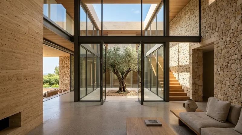 Limestone Atrium House light filled courtyard