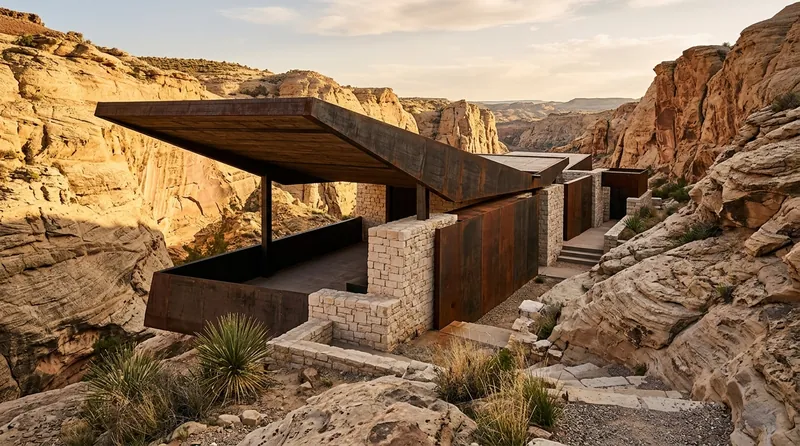 Wadi Pavilion weathered steel structure